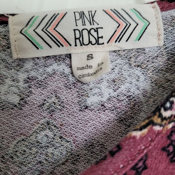 Women's Cold Shoulder Long Sleeve Top Pink Rose Size Small - Picture 5 of 5